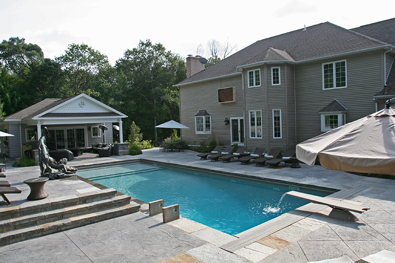 Swimming pool and stamped concrete project example 166